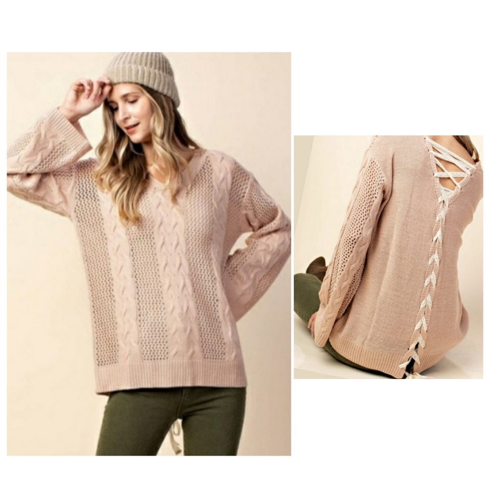 Kori | Laced-up Backside Knit Sweater